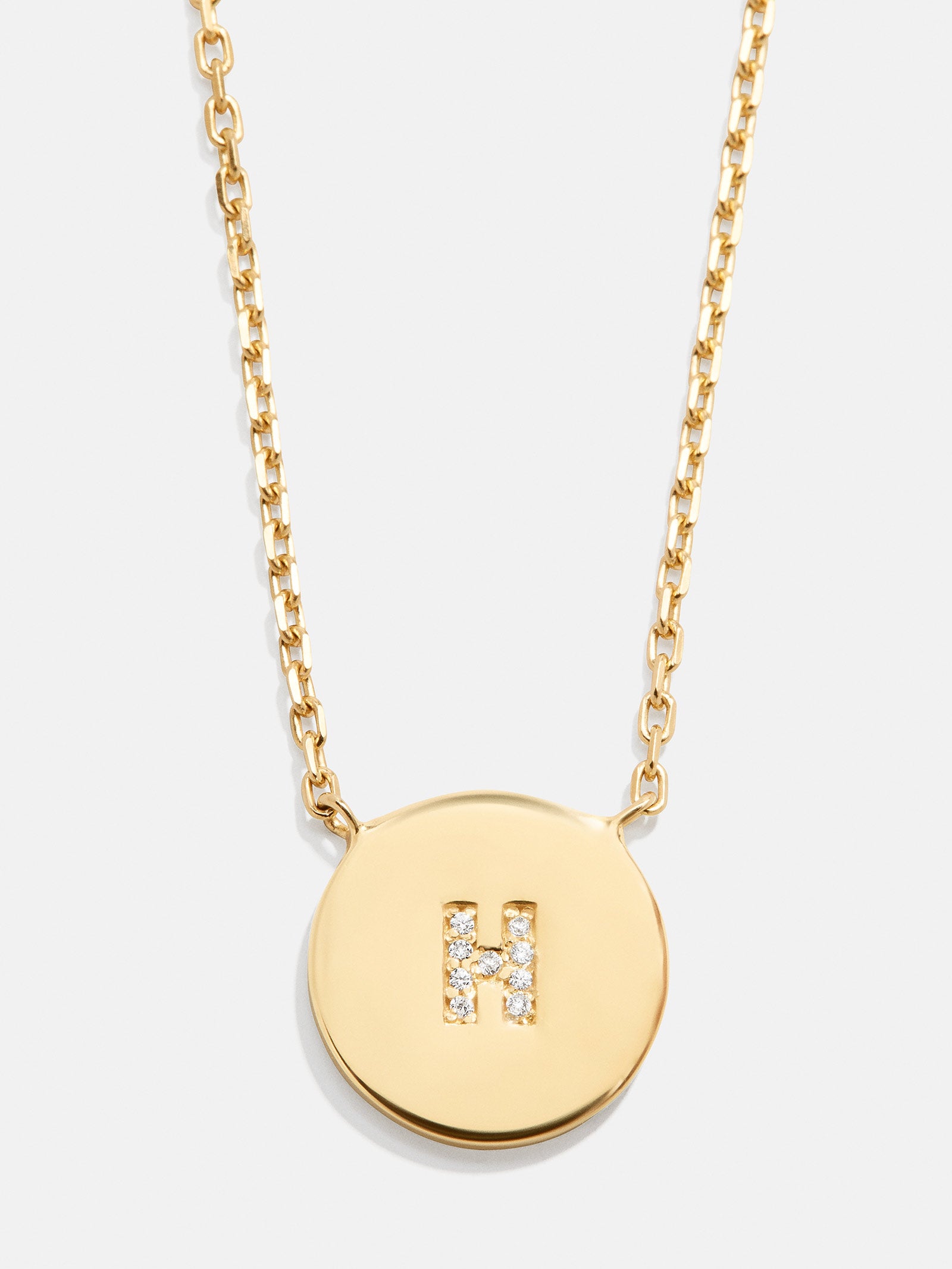 Disc 18K Gold Custom Initial Necklace - Gold/Pav?? - Image 3