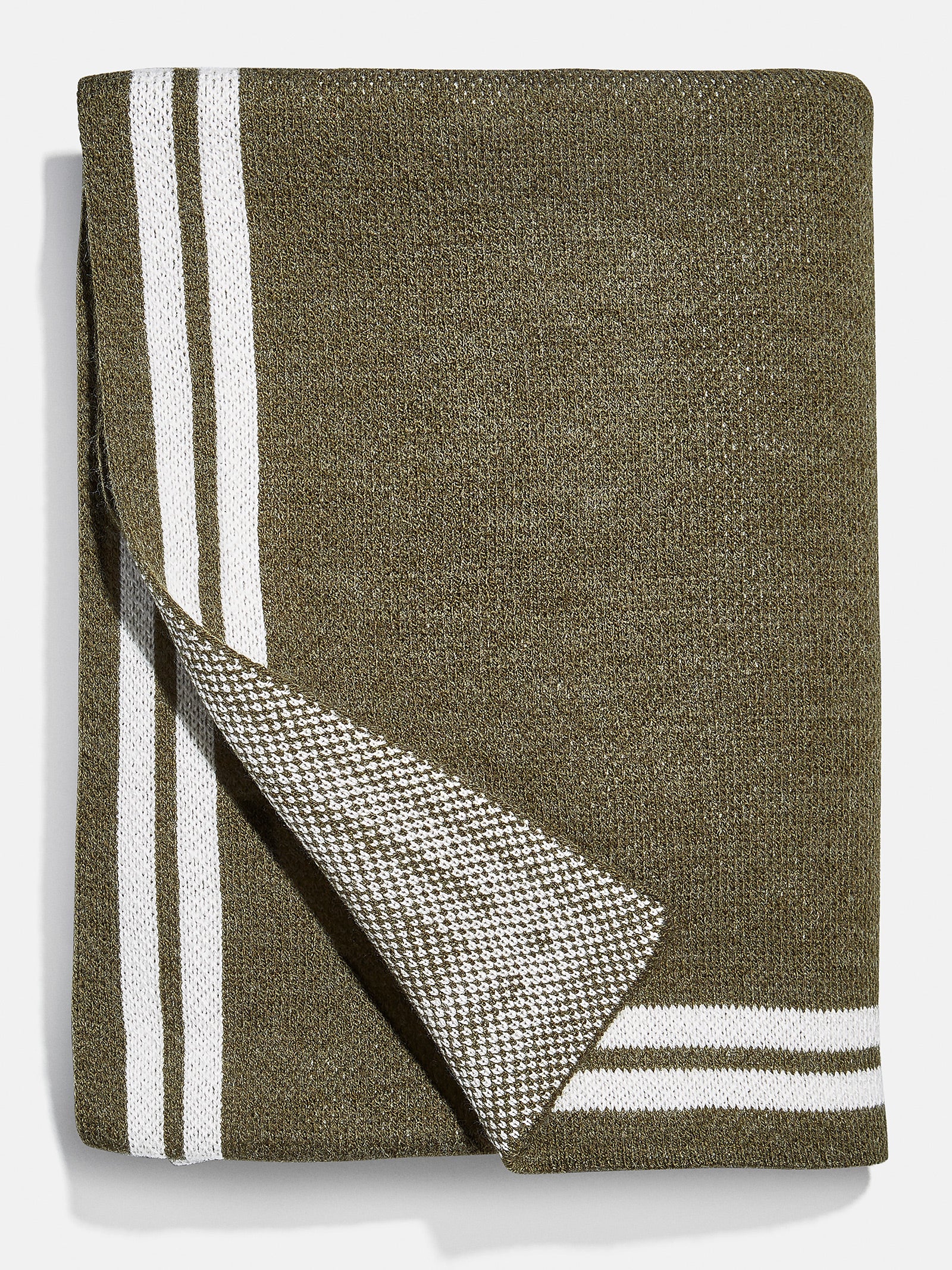 Your Name In Stripes Custom Blanket - Natural / Olive - Image 3