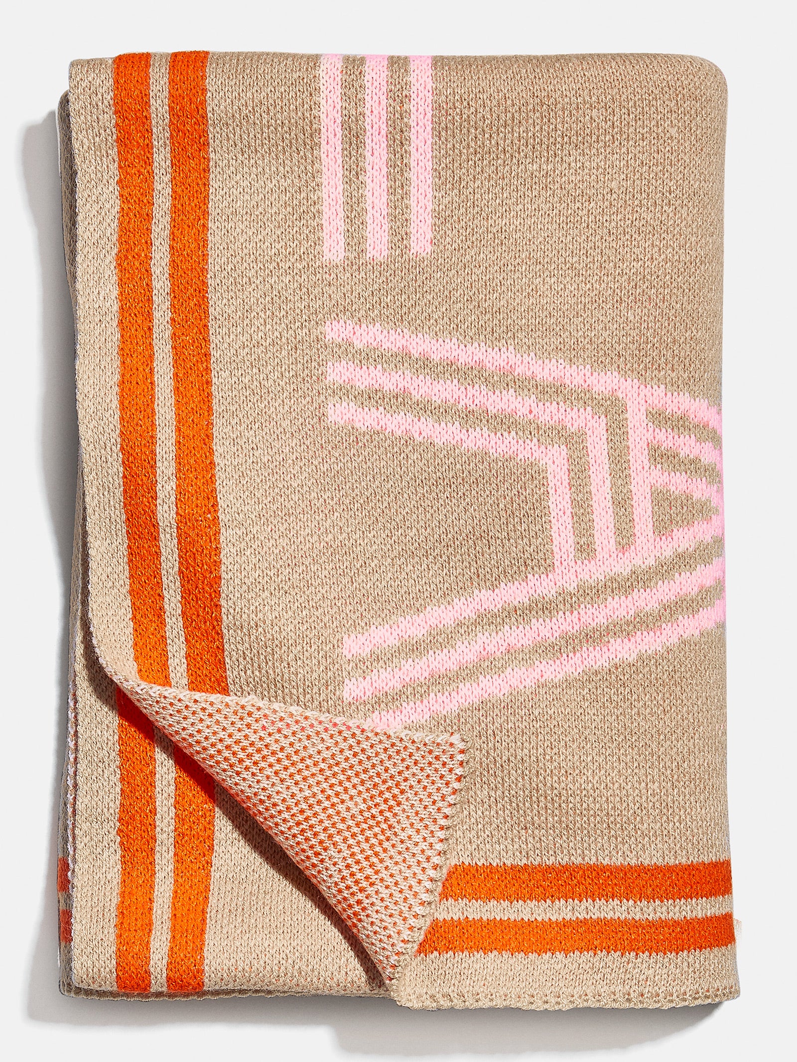 Your Name In Stripes Custom Blanket - Tan / Pink - Image 4