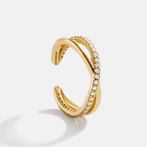 Mercedes 18K Gold Ear Cuff - Gold/Pav??