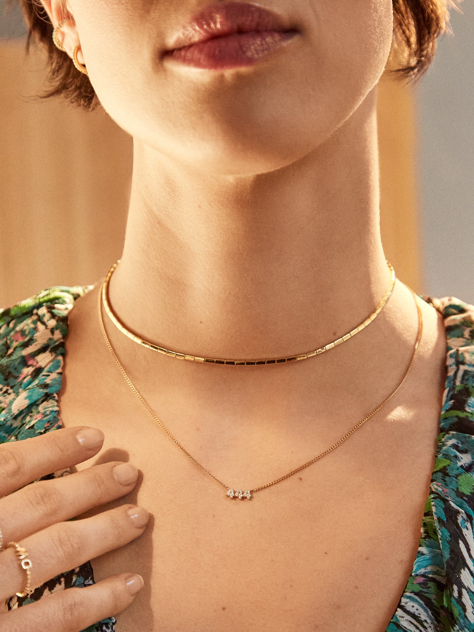 18K Gold Angel Number Custom Nameplate Necklace - Gold - Image 6