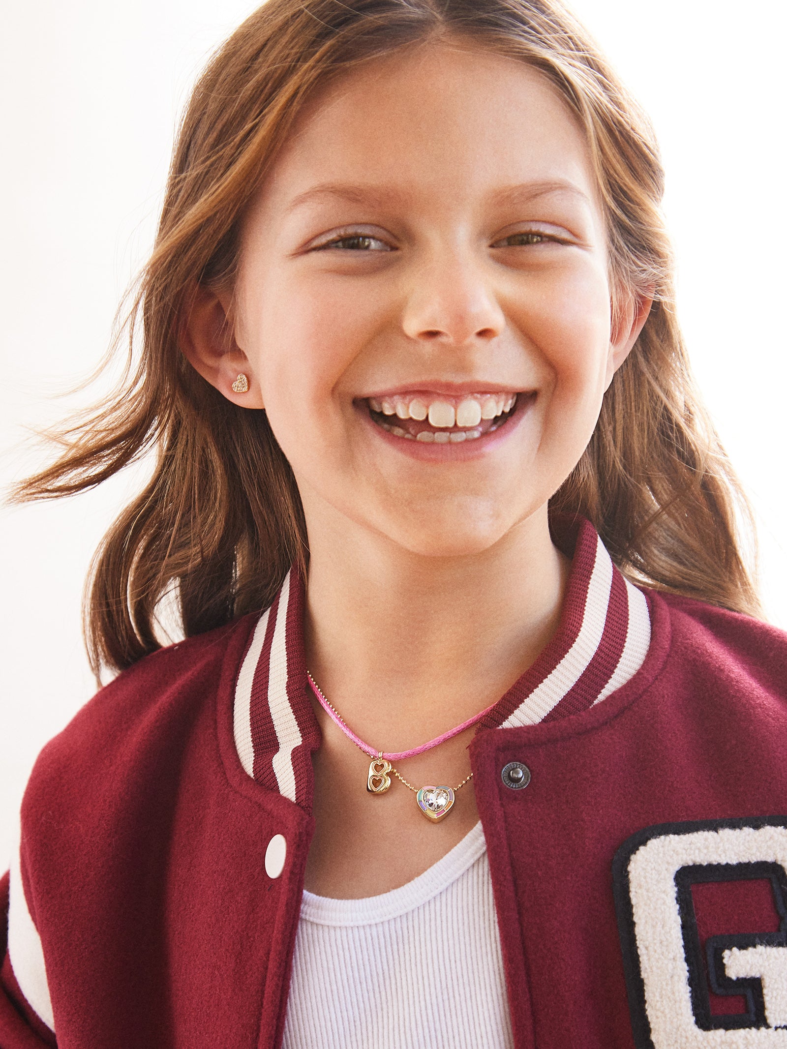 Pretty in Pink Kids Initial Necklace - Light Pink - Image 2