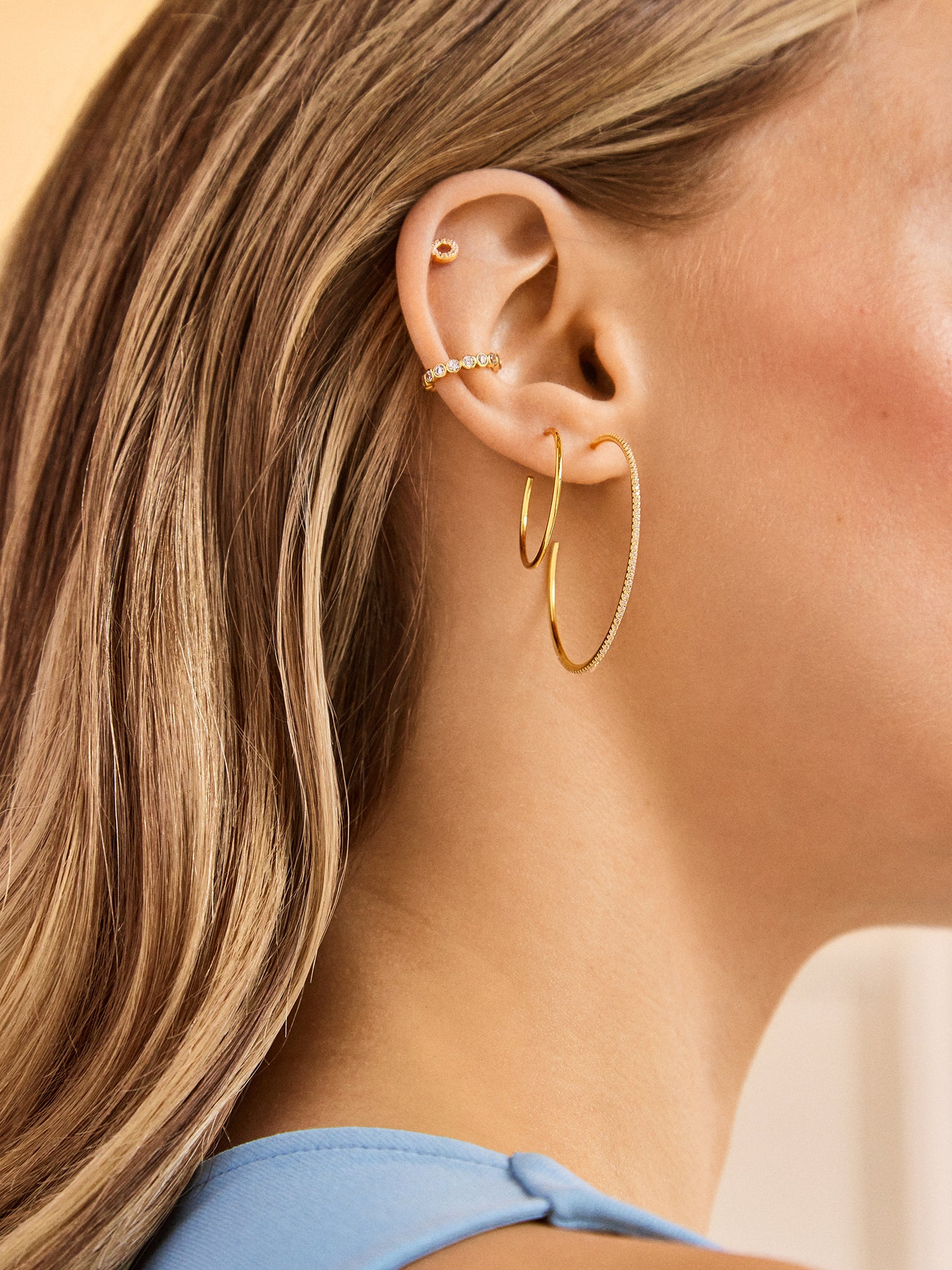 Valeria 18K Gold Earrings - Gold/Pav?? - Image 2