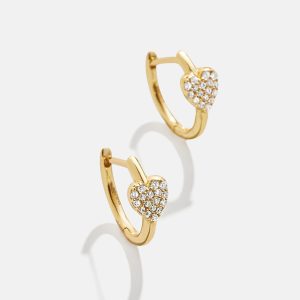 Little Hearts Big Feelings 18K Gold Kids' Huggie Earrings - Gold/Pav??