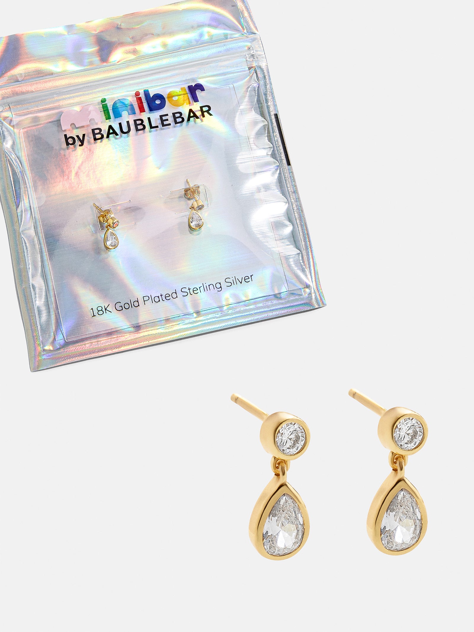 Dare to Dazzle 18K Gold Kids' Earrings - Clear - Image 3