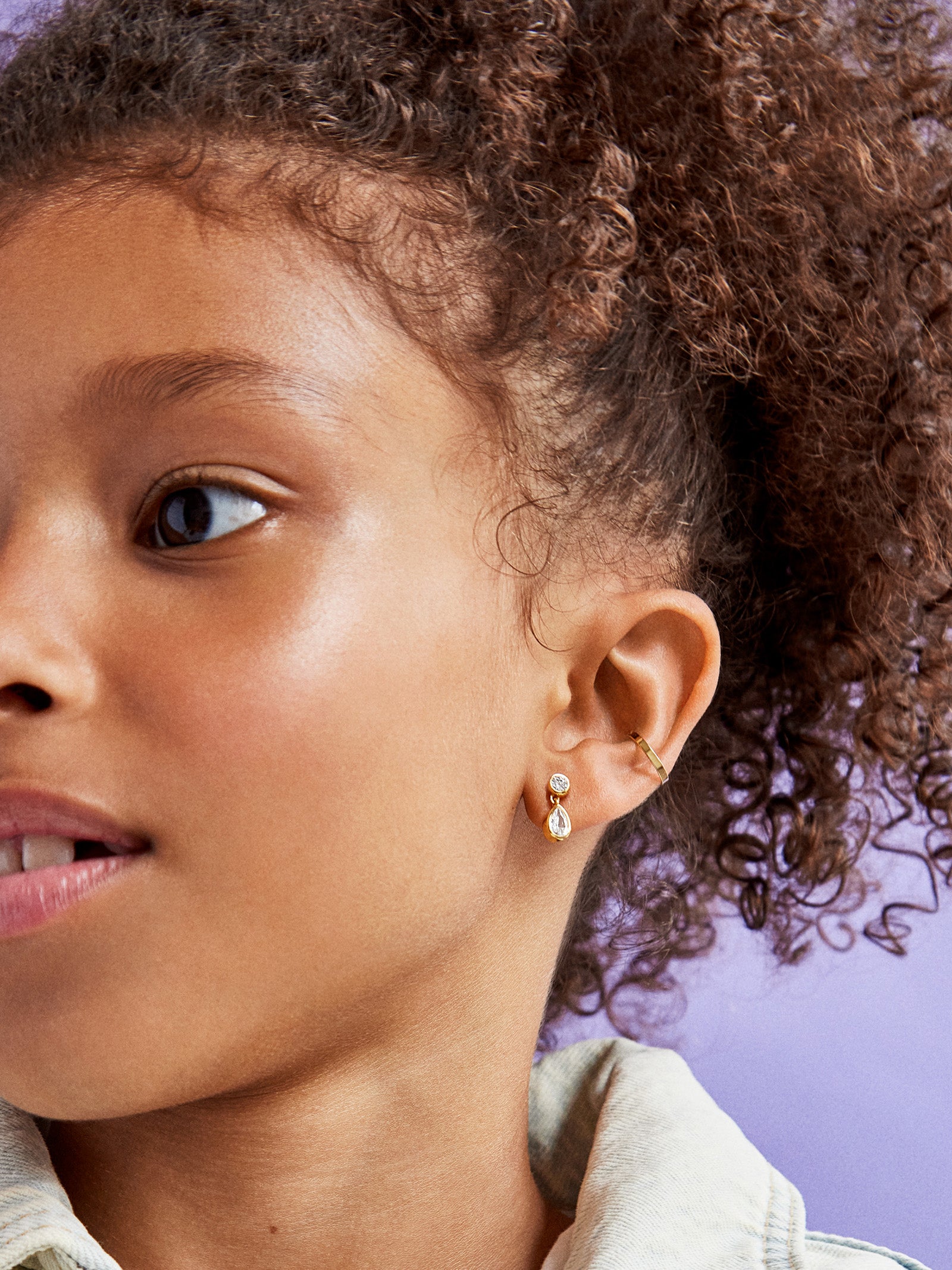 Dare to Dazzle 18K Gold Kids' Earrings - Clear - Image 2