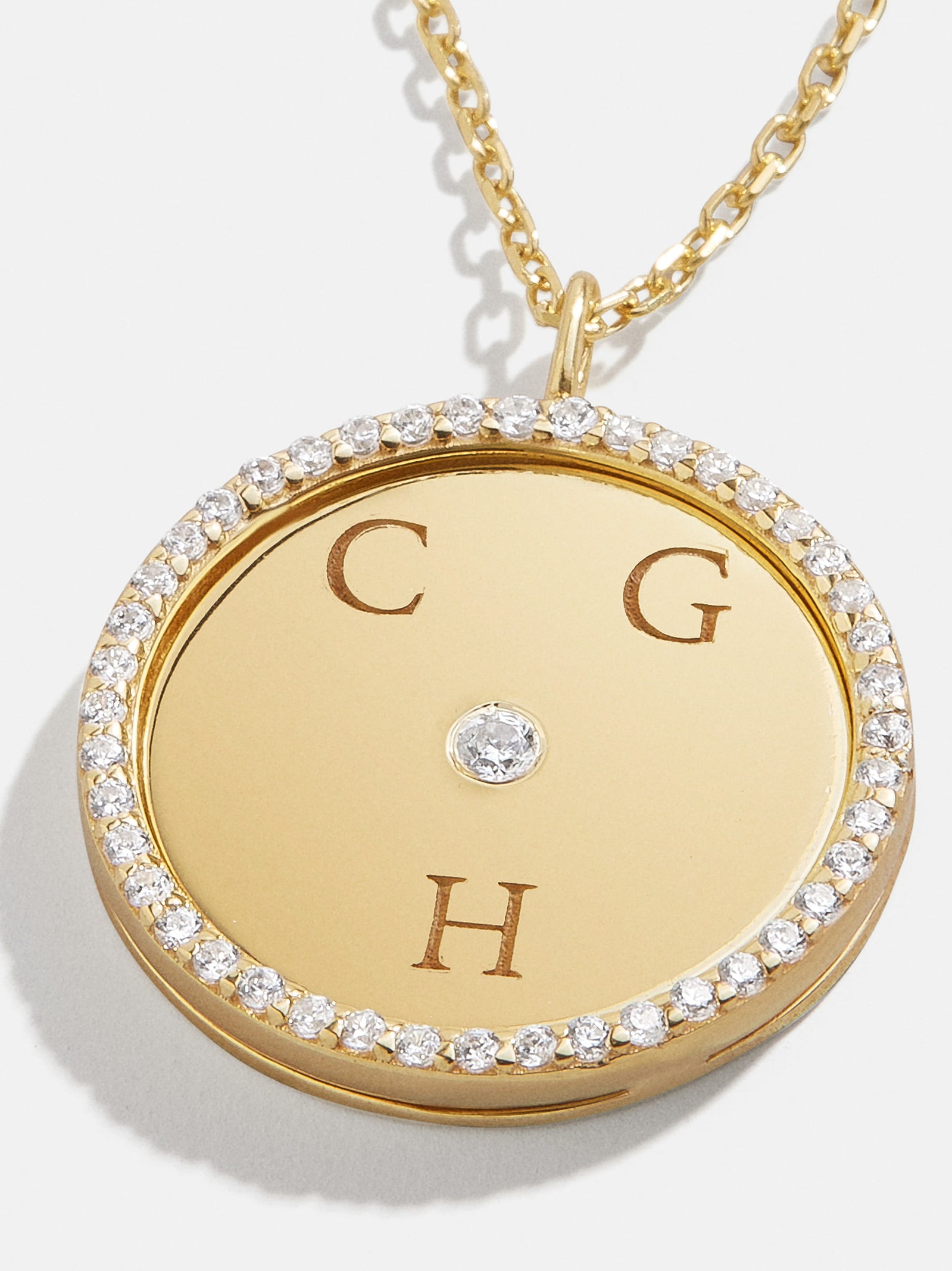 Classic 18K Gold Custom Medallion Necklace - Gold/Pav?? - Image 3