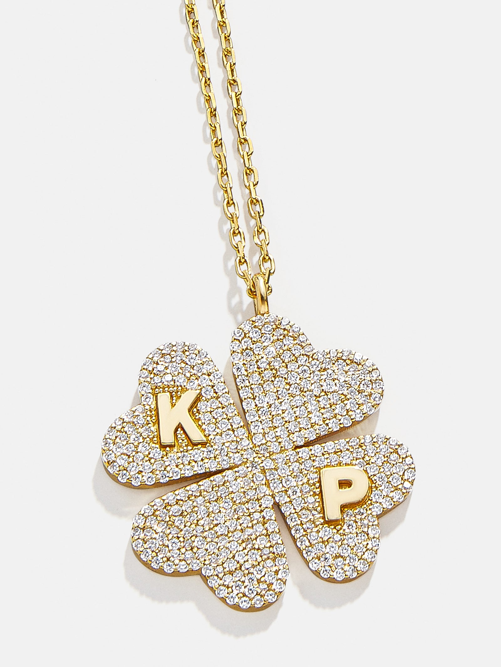 Clover 18K Gold Custom Pendant Necklace - 18K Gold. Pav?? Cubic Zirconia Stones - Image 4