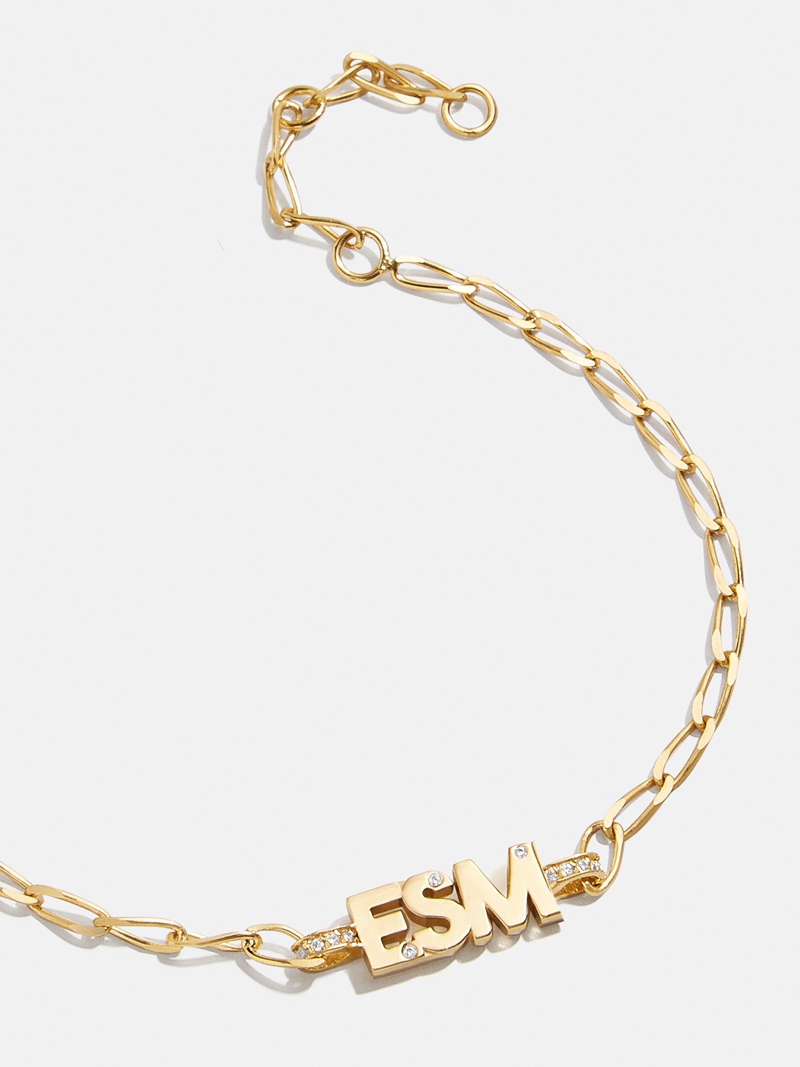Mini 18K Gold Custom Initial Bracelet - Gold/Pav??
