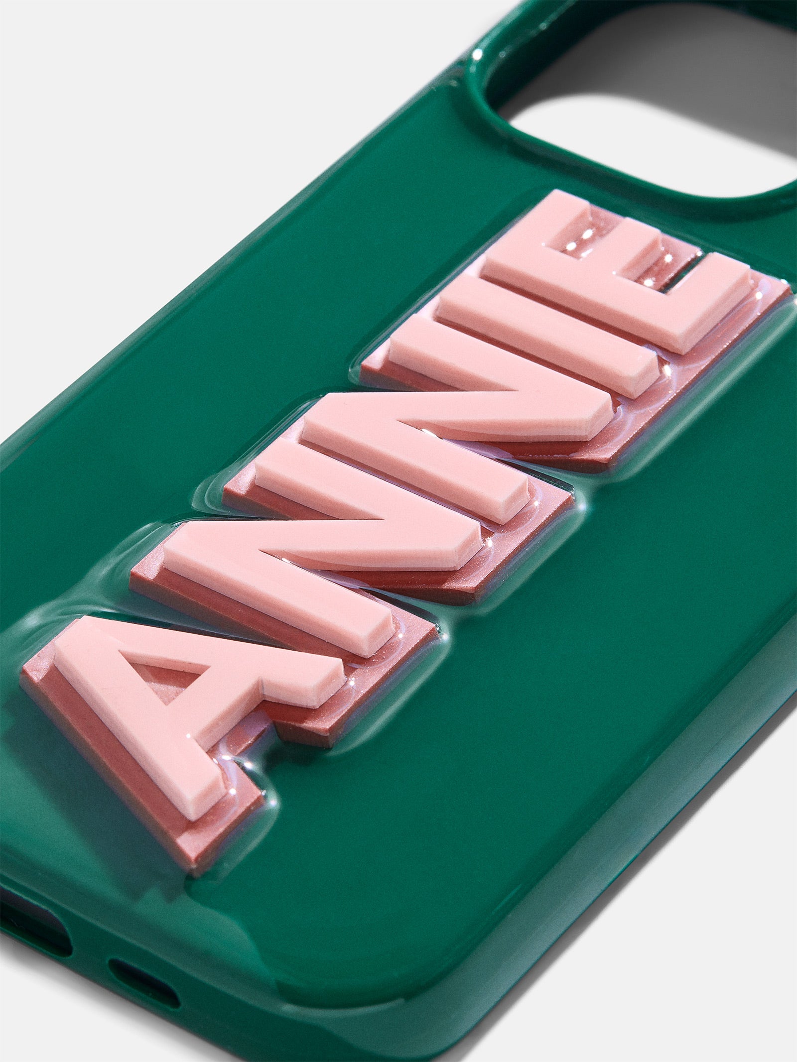 Block Font Custom IPhone Case - Green/Light Pink - Image 2