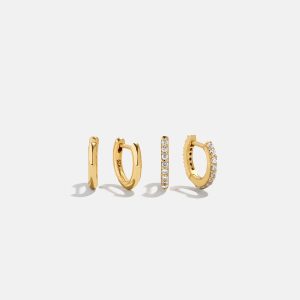 Nicole 18K Gold Earring Set - Gold/Pav??