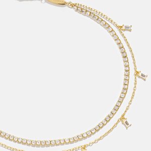 Tina 18K Gold Layered Anklet - Gold/Pav??