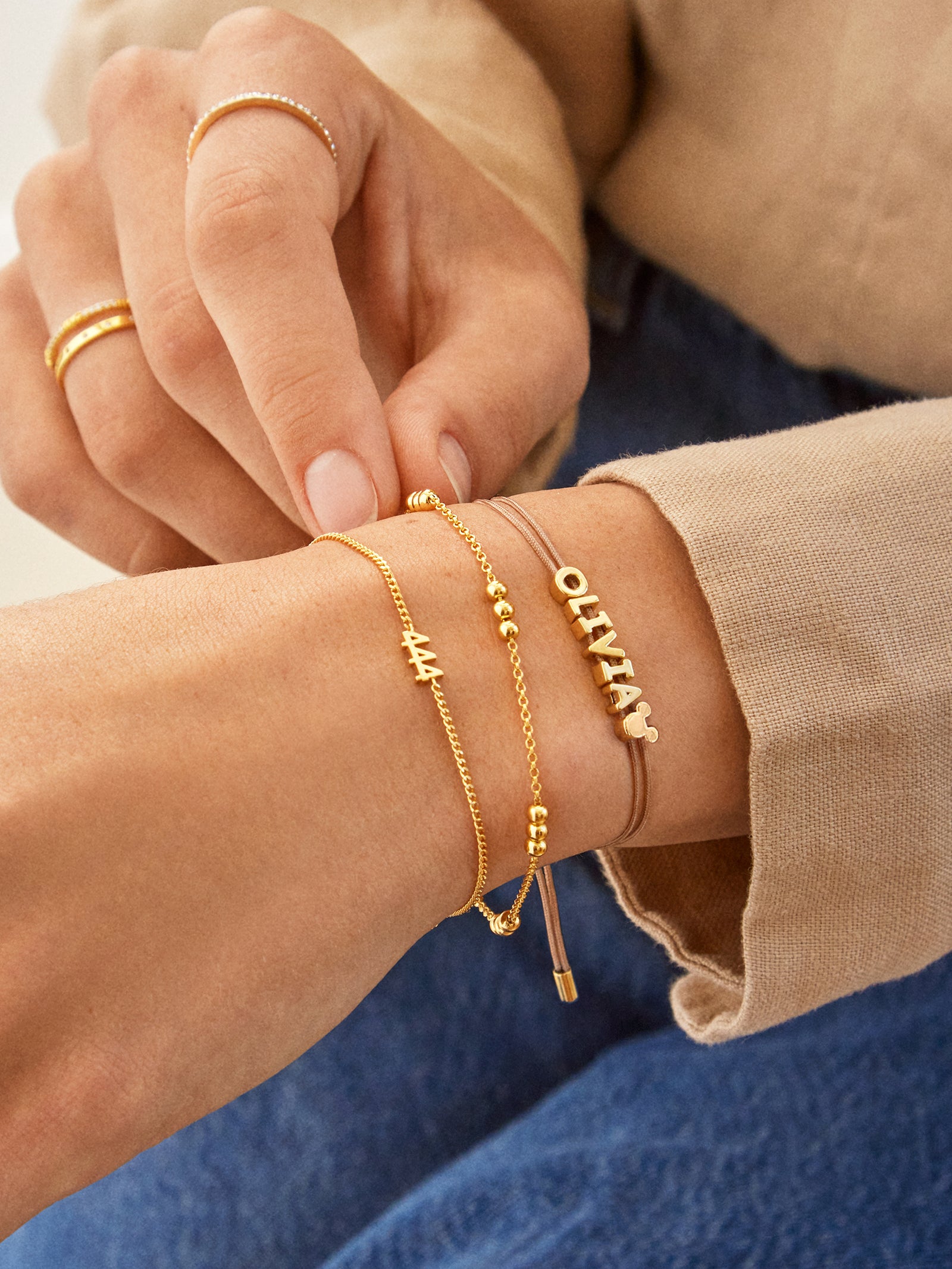 Disney Mickey Mouse Custom Cord Bracelet - Taupe - Image 2