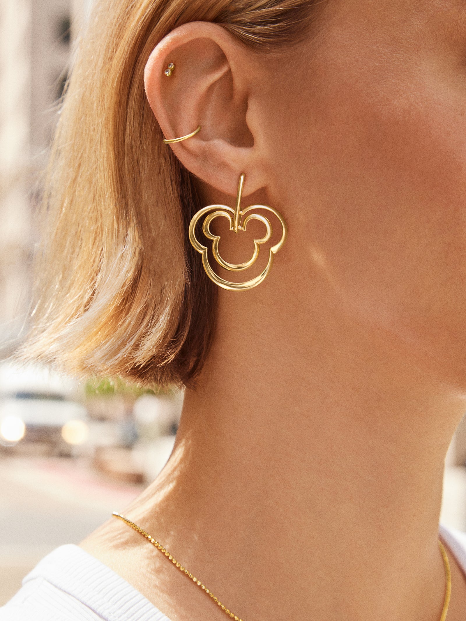 Mickey Mouse Disney Layered Earrings - Gold - Image 2