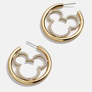 Mickey Mouse Disney Pav?? Hoop Earrings - Gold/Pav??