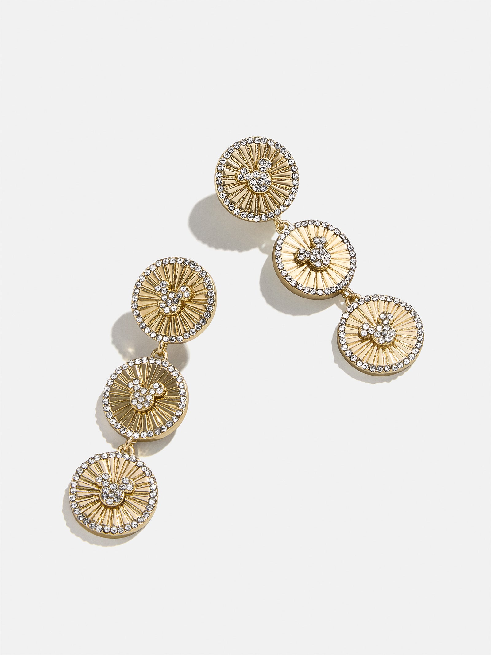 Mickey Mouse Disney Medallion Drop Earrings - Gold/Pav??