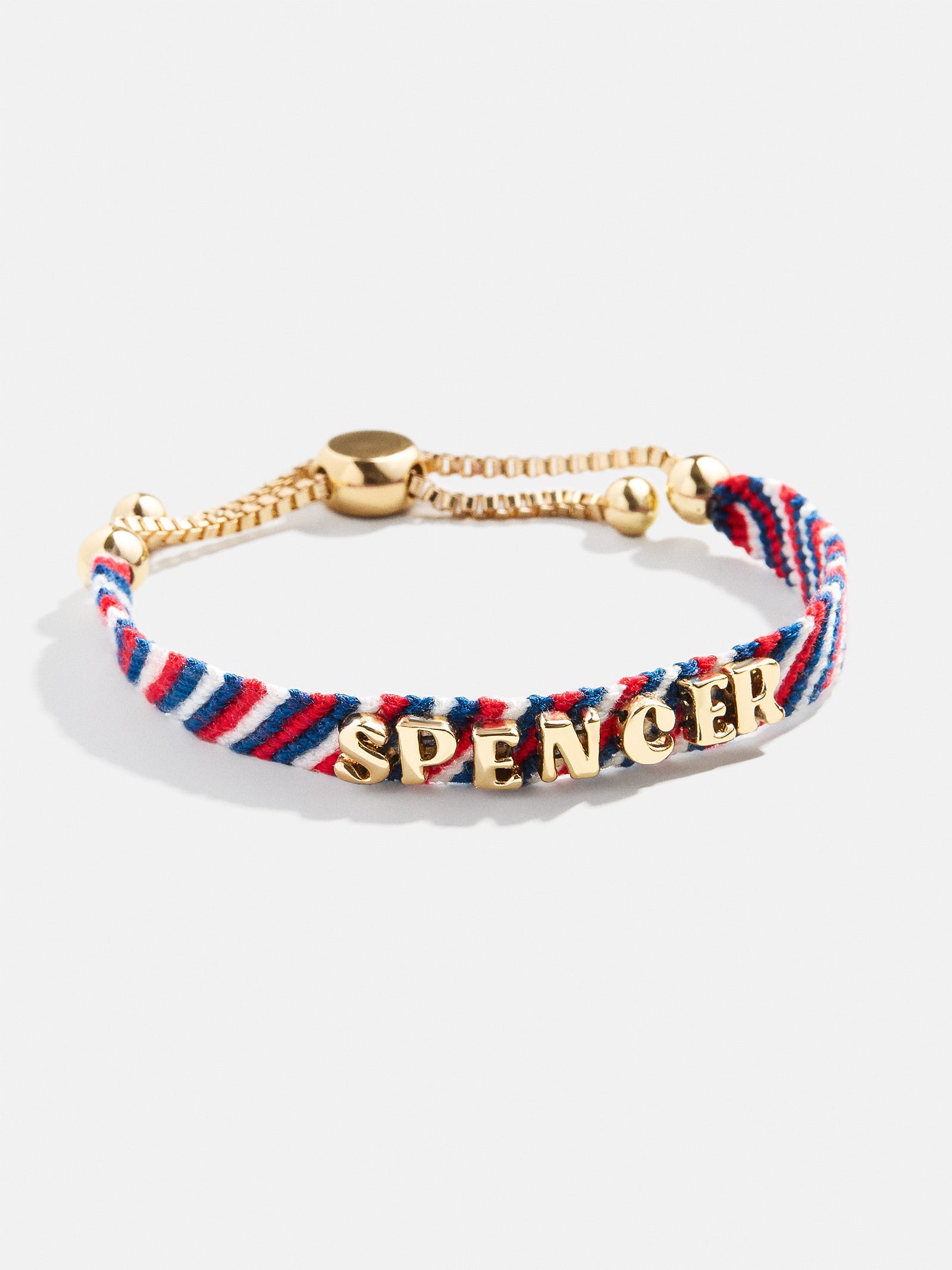 Woven Kids' Custom Friendship Bracelet - Red/Blue Stripe - Image 3