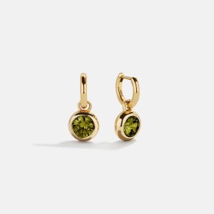 18K Gold Birthstone Drop Earrings - Peridot