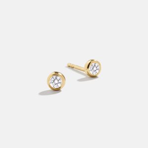18K Gold Birthstone Stud Earrings - Crystal