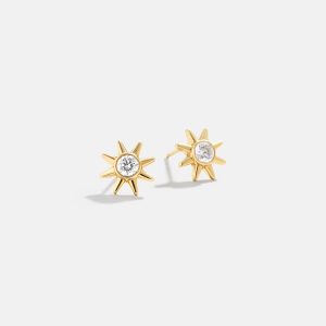 18K Gold Celestial Delicate Stud - Sun