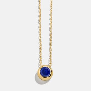 18K Gold Birthstone Pendant Necklace - Sapphire