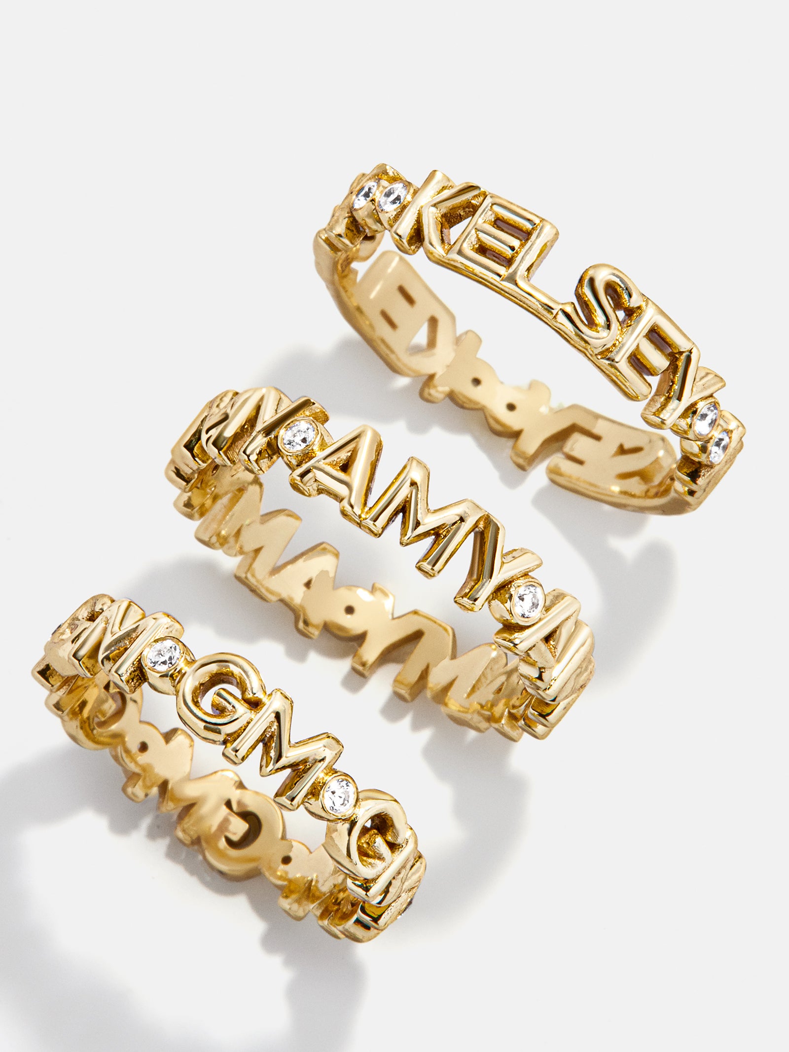 18K Gold Custom Nameplate Ring - 18K Gold. Pav?? Cubic Zirconia Stones