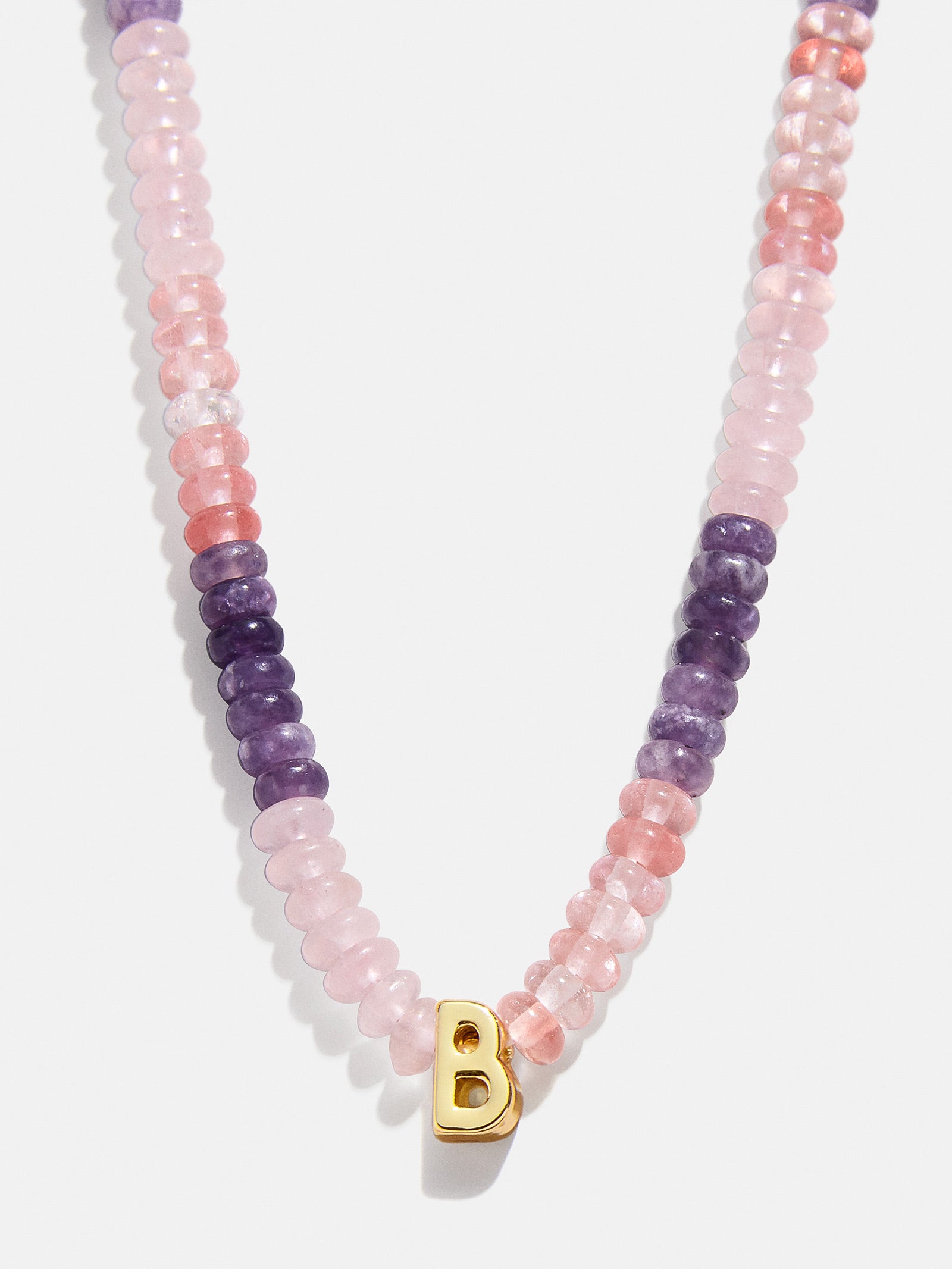 Semi-Precious Beaded Initial Necklace - Pink Ombre - Image 4
