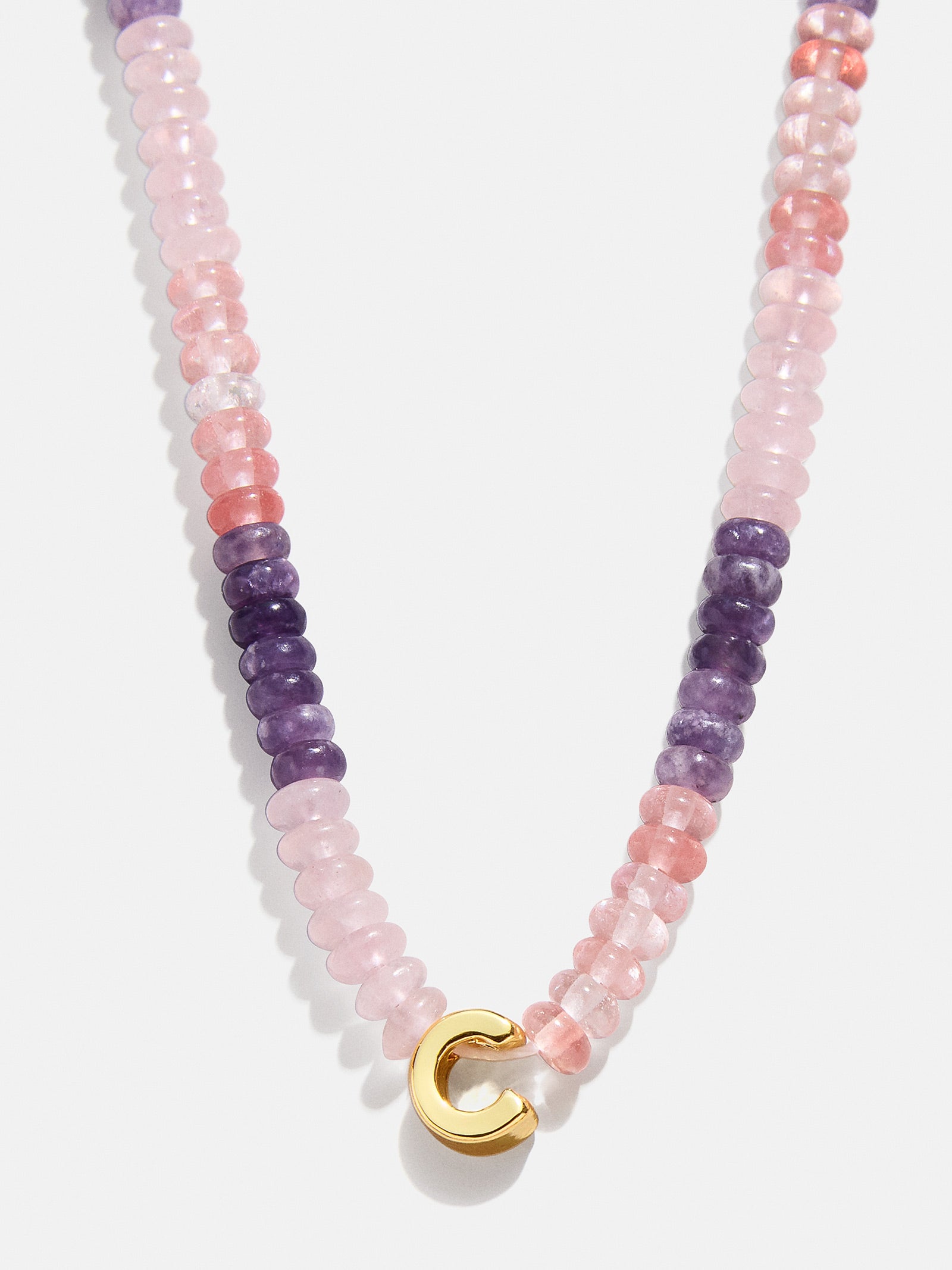 Semi-Precious Beaded Initial Necklace - Pink Ombre - Image 5
