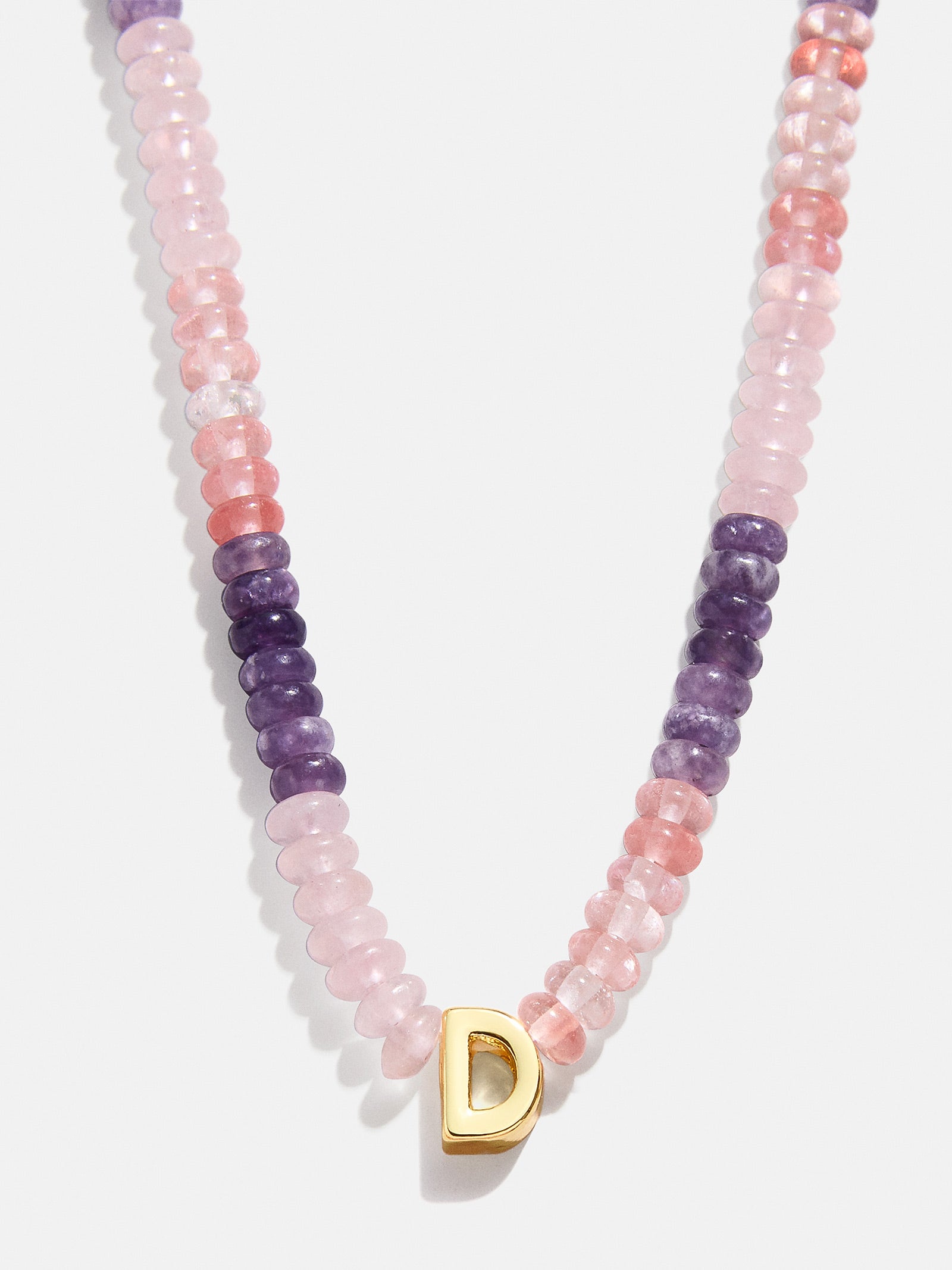 Semi-Precious Beaded Initial Necklace - Pink Ombre - Image 6