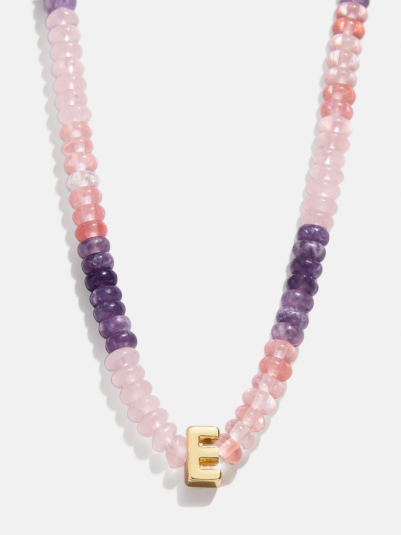 Semi-Precious Beaded Initial Necklace - Pink Ombre - Image 7