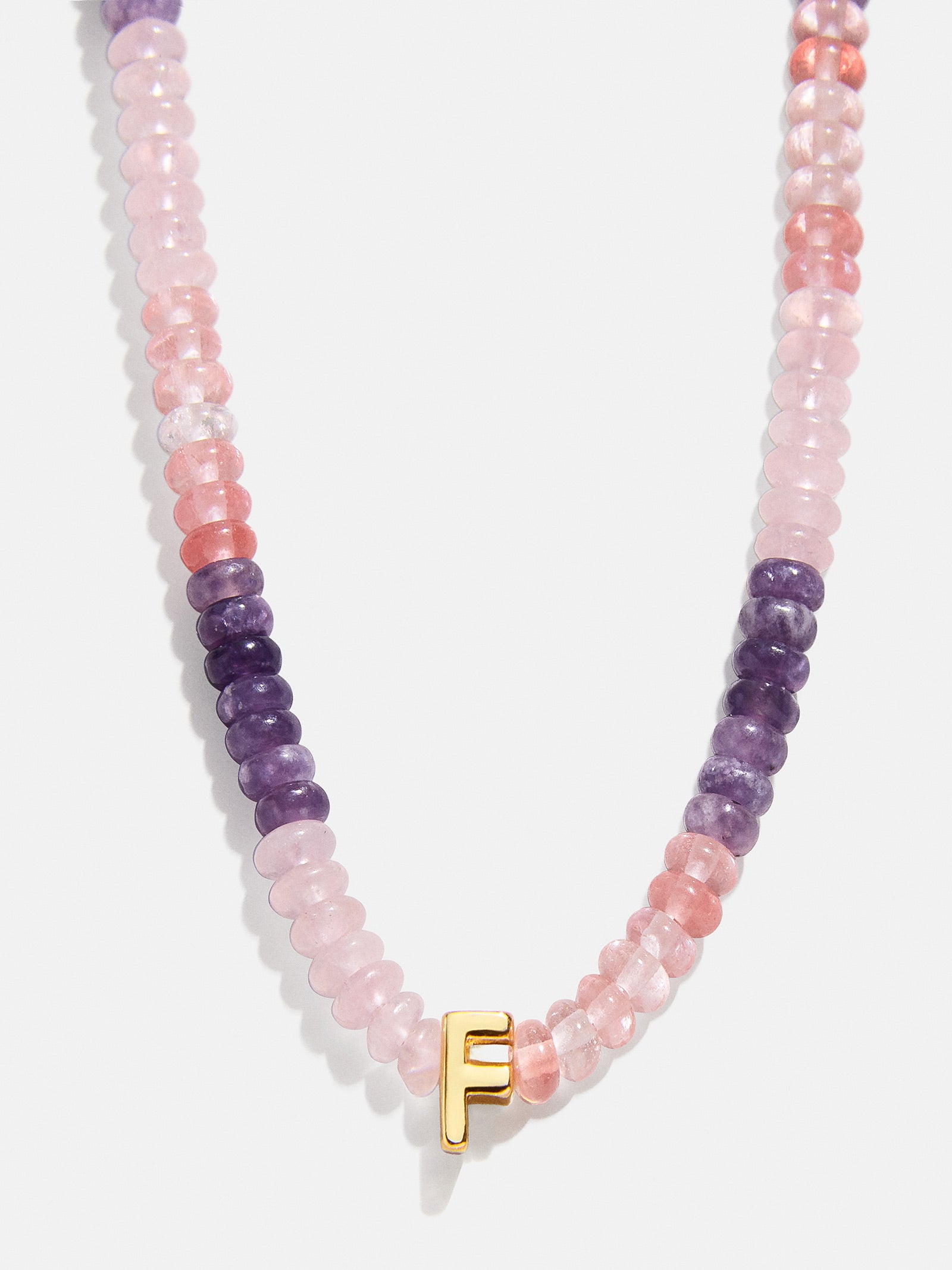 Semi-Precious Beaded Initial Necklace - Pink Ombre - Image 8