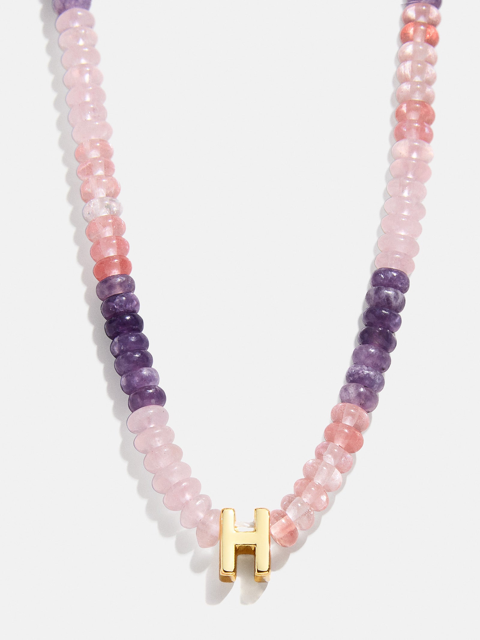 Semi-Precious Beaded Initial Necklace - Pink Ombre - Image 10