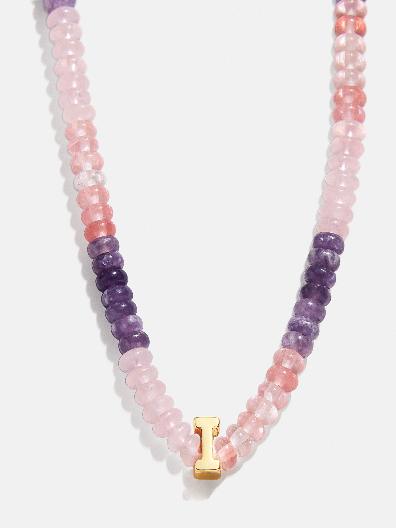 Semi-Precious Beaded Initial Necklace - Pink Ombre - Image 11