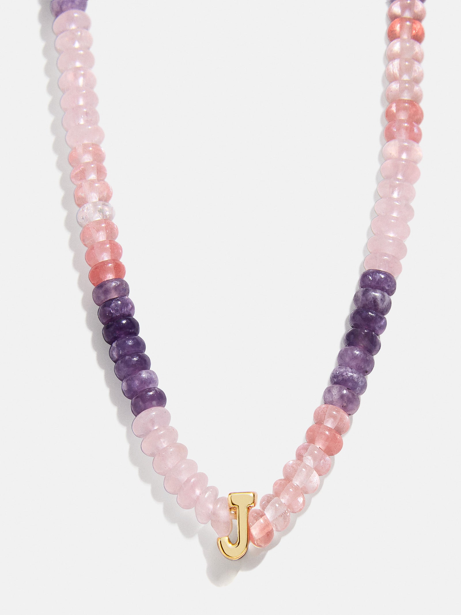 Semi-Precious Beaded Initial Necklace - Pink Ombre - Image 12