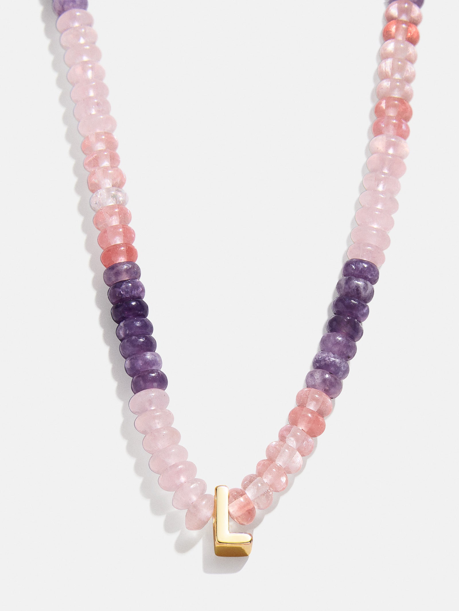 Semi-Precious Beaded Initial Necklace - Pink Ombre - Image 14