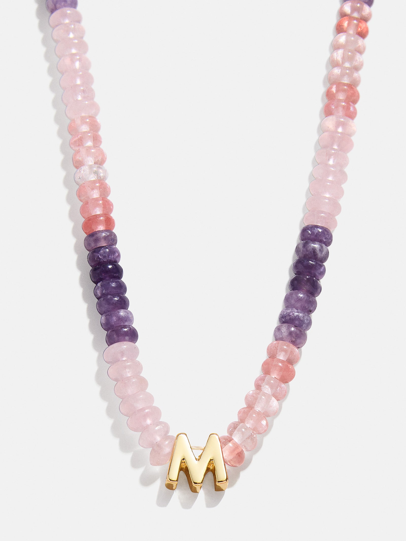 Semi-Precious Beaded Initial Necklace - Pink Ombre - Image 15
