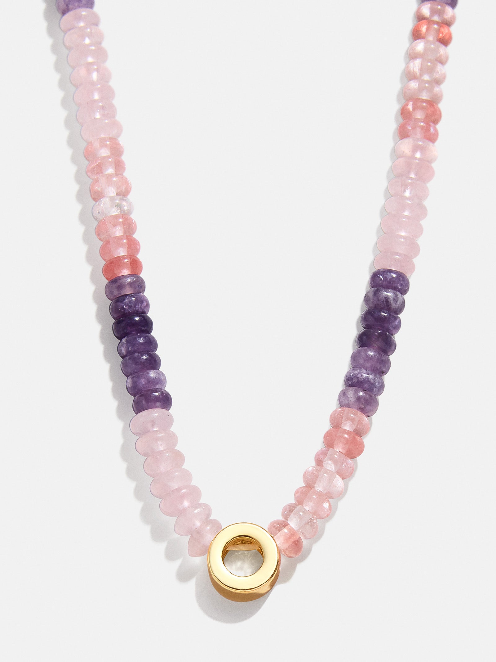 Semi-Precious Beaded Initial Necklace - Pink Ombre - Image 17