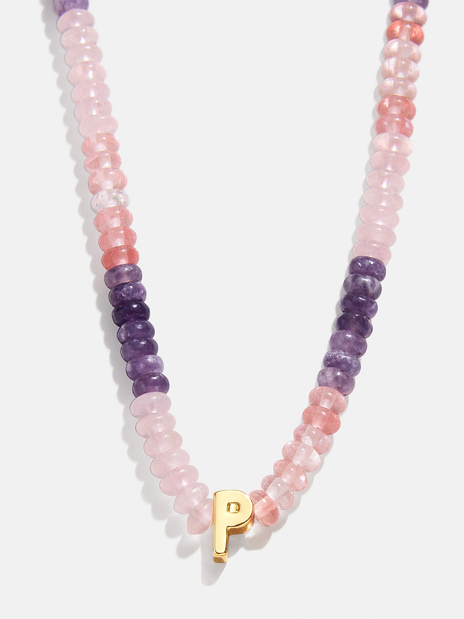 Semi-Precious Beaded Initial Necklace - Pink Ombre - Image 18