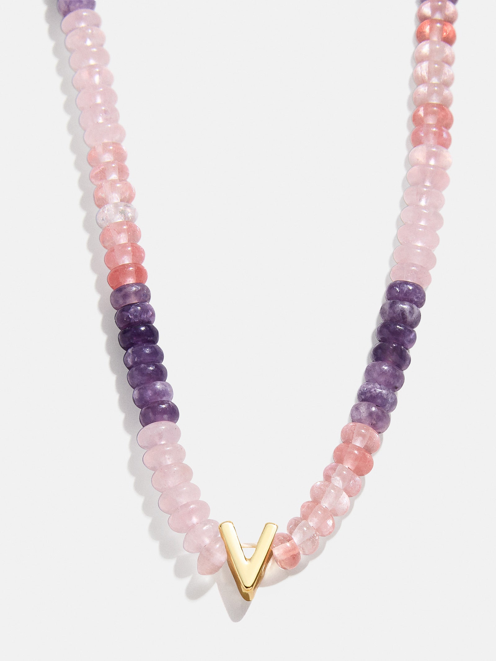 Semi-Precious Beaded Initial Necklace - Pink Ombre - Image 22