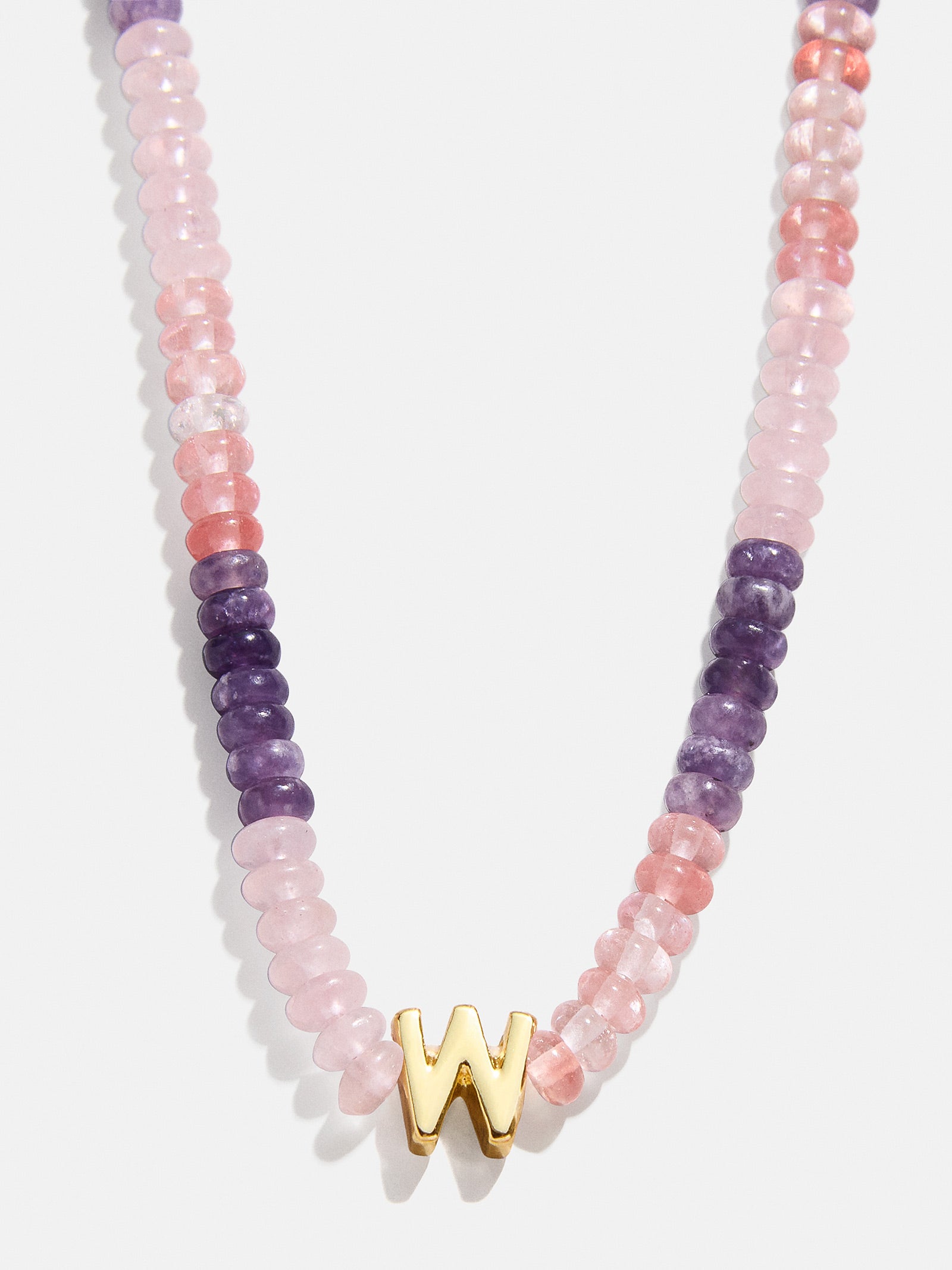 Semi-Precious Beaded Initial Necklace - Pink Ombre - Image 23