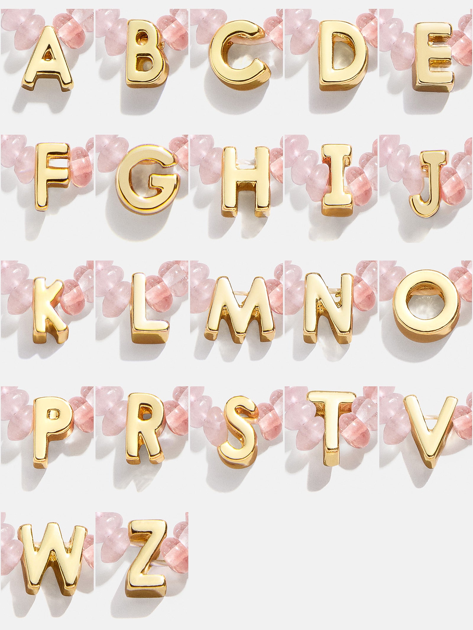Semi-Precious Beaded Initial Necklace - Pink Ombre - Image 25