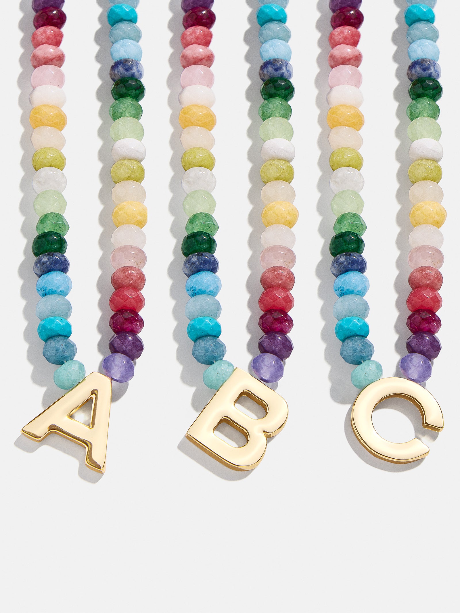 Semi-Precious Block Initial Necklace - Multi