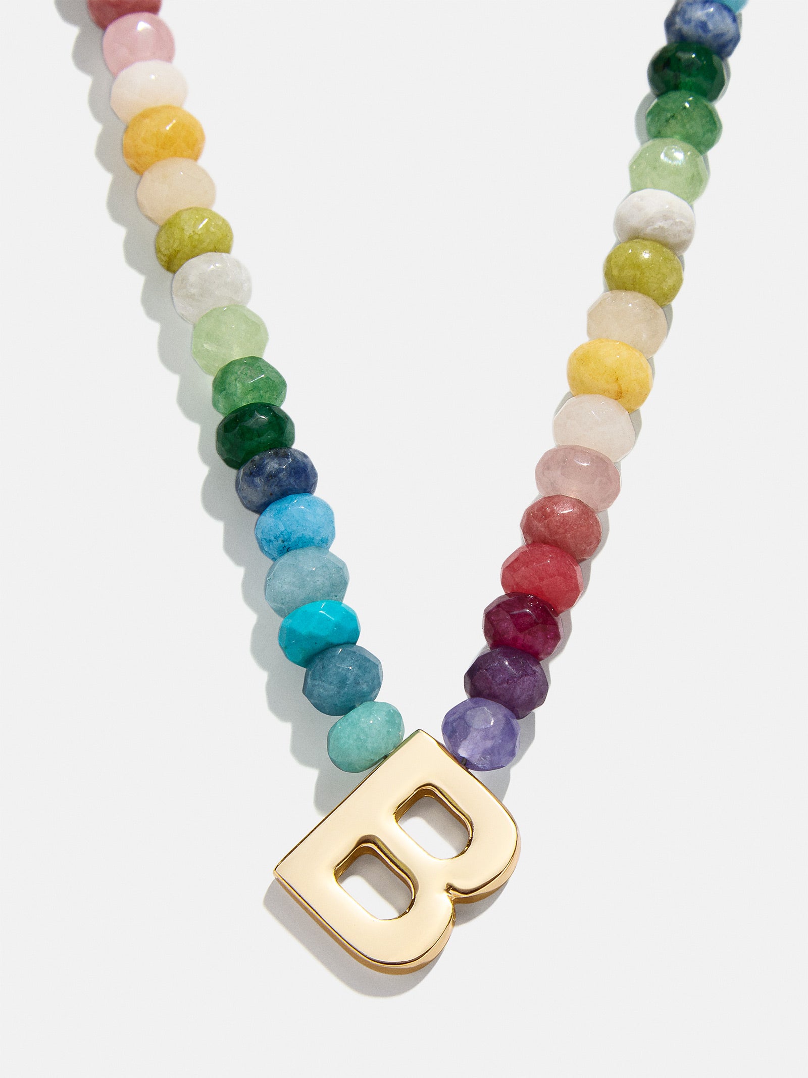 Semi-Precious Block Initial Necklace - Multi - Image 4