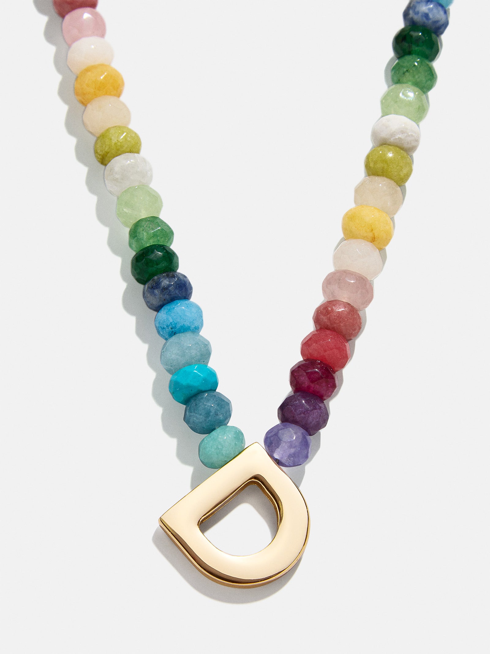 Semi-Precious Block Initial Necklace - Multi - Image 6