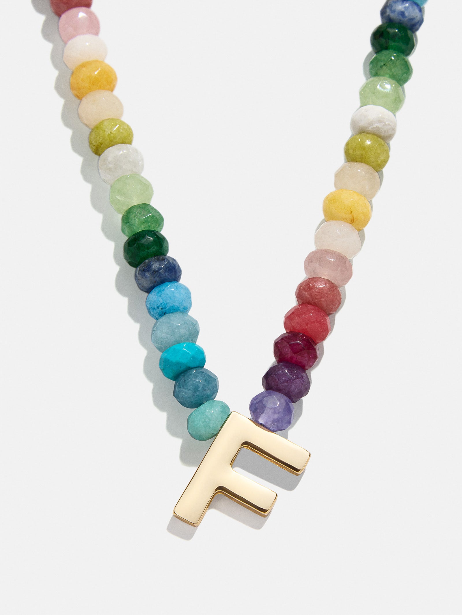 Semi-Precious Block Initial Necklace - Multi - Image 8