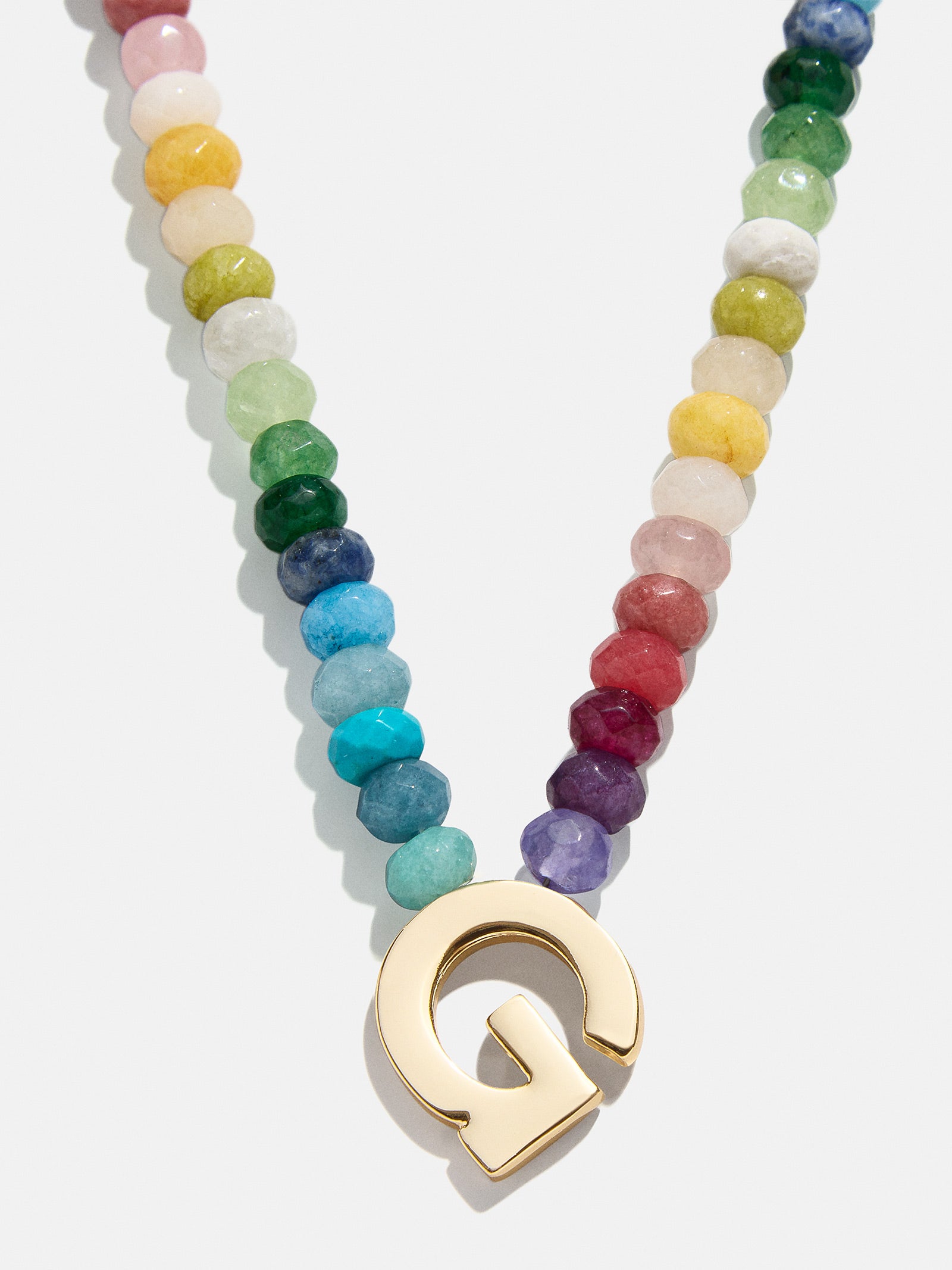 Semi-Precious Block Initial Necklace - Multi - Image 9
