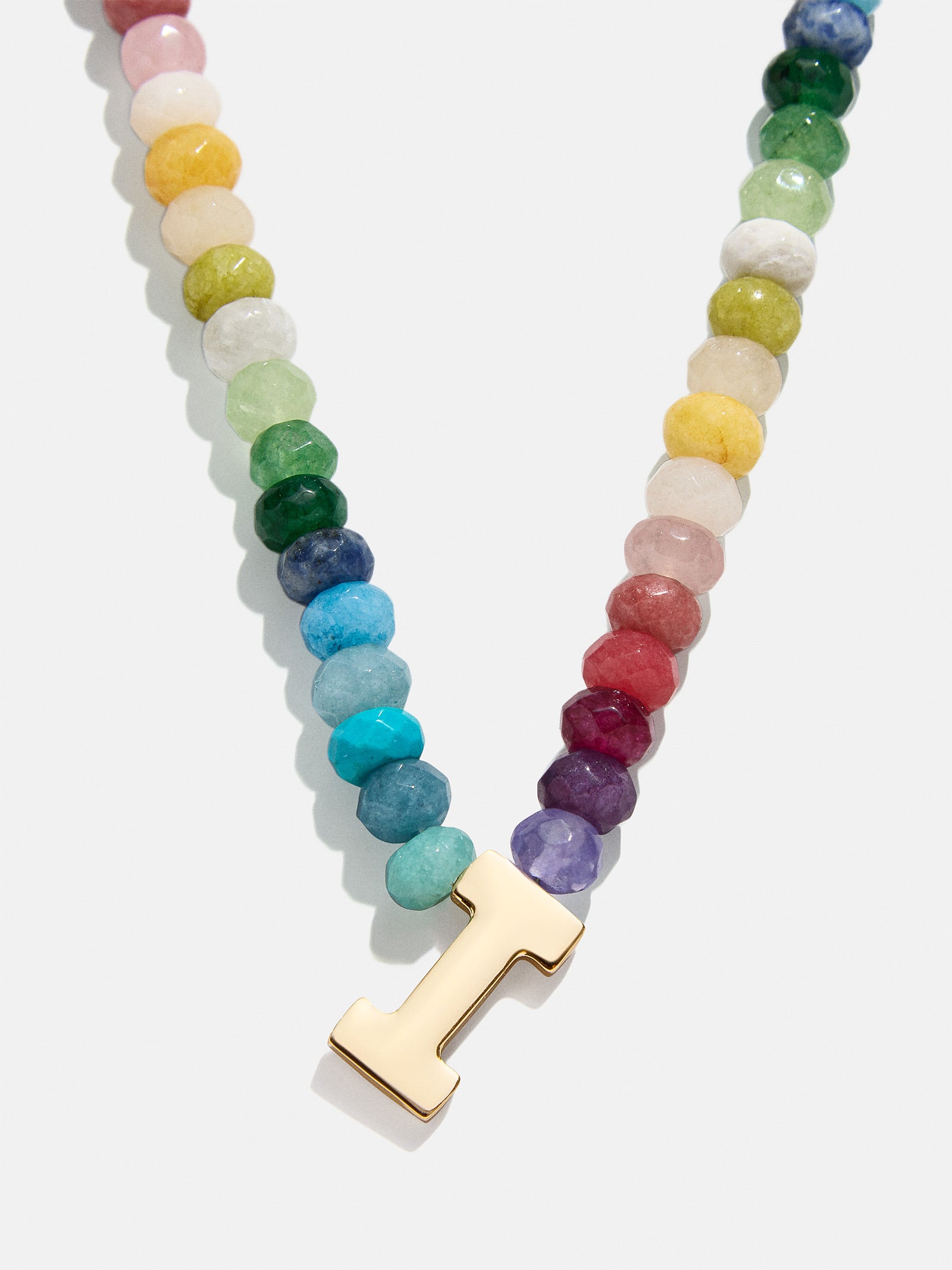 Semi-Precious Block Initial Necklace - Multi - Image 11