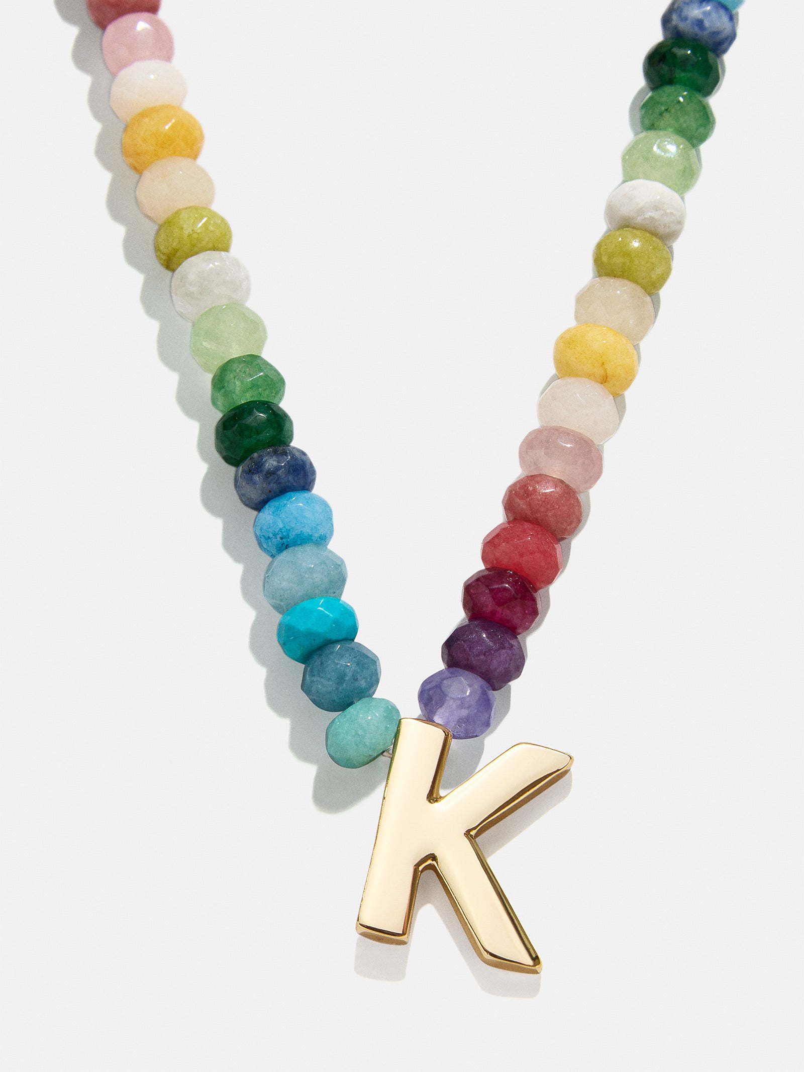 Semi-Precious Block Initial Necklace - Multi - Image 13