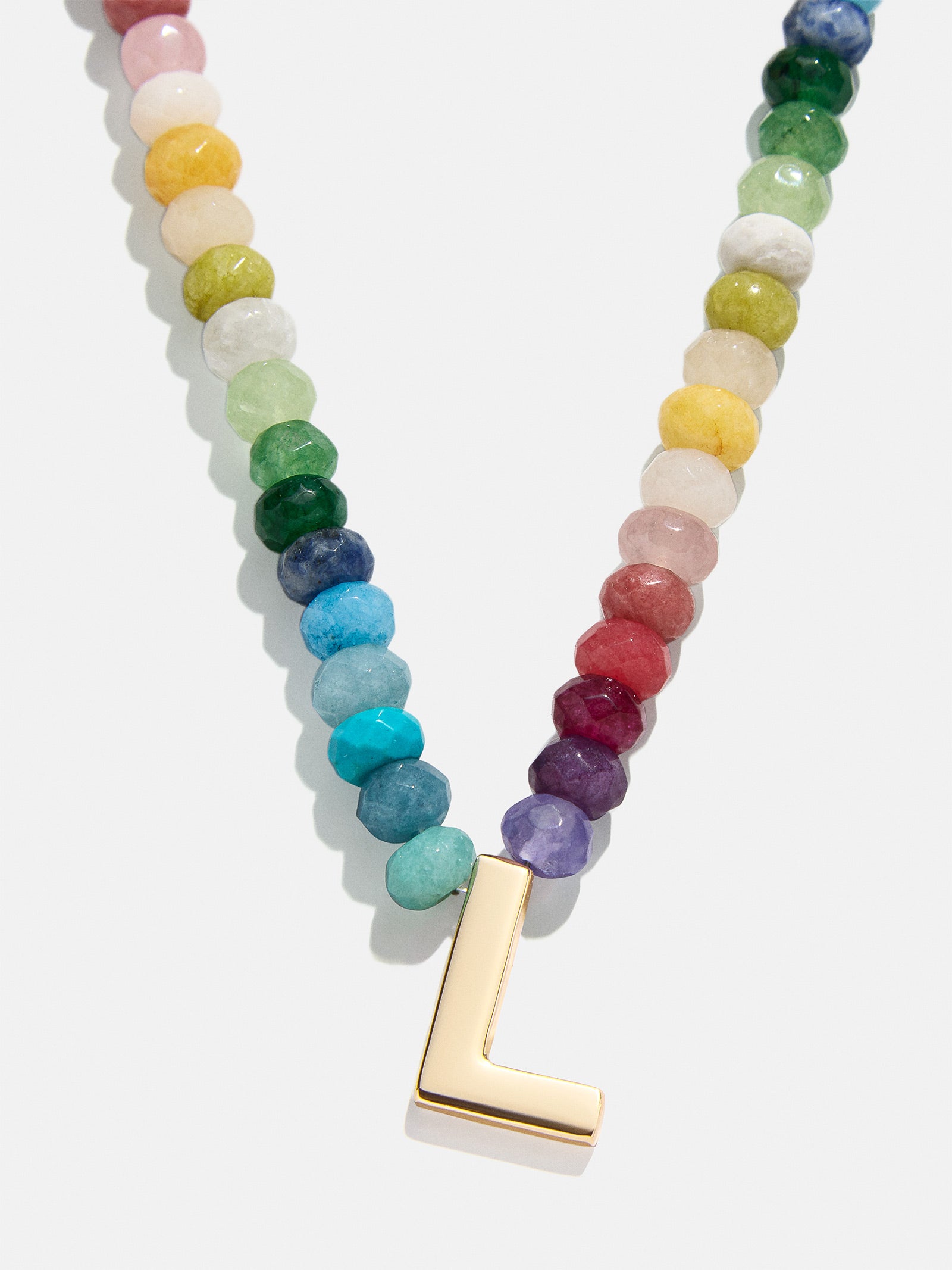 Semi-Precious Block Initial Necklace - Multi - Image 14