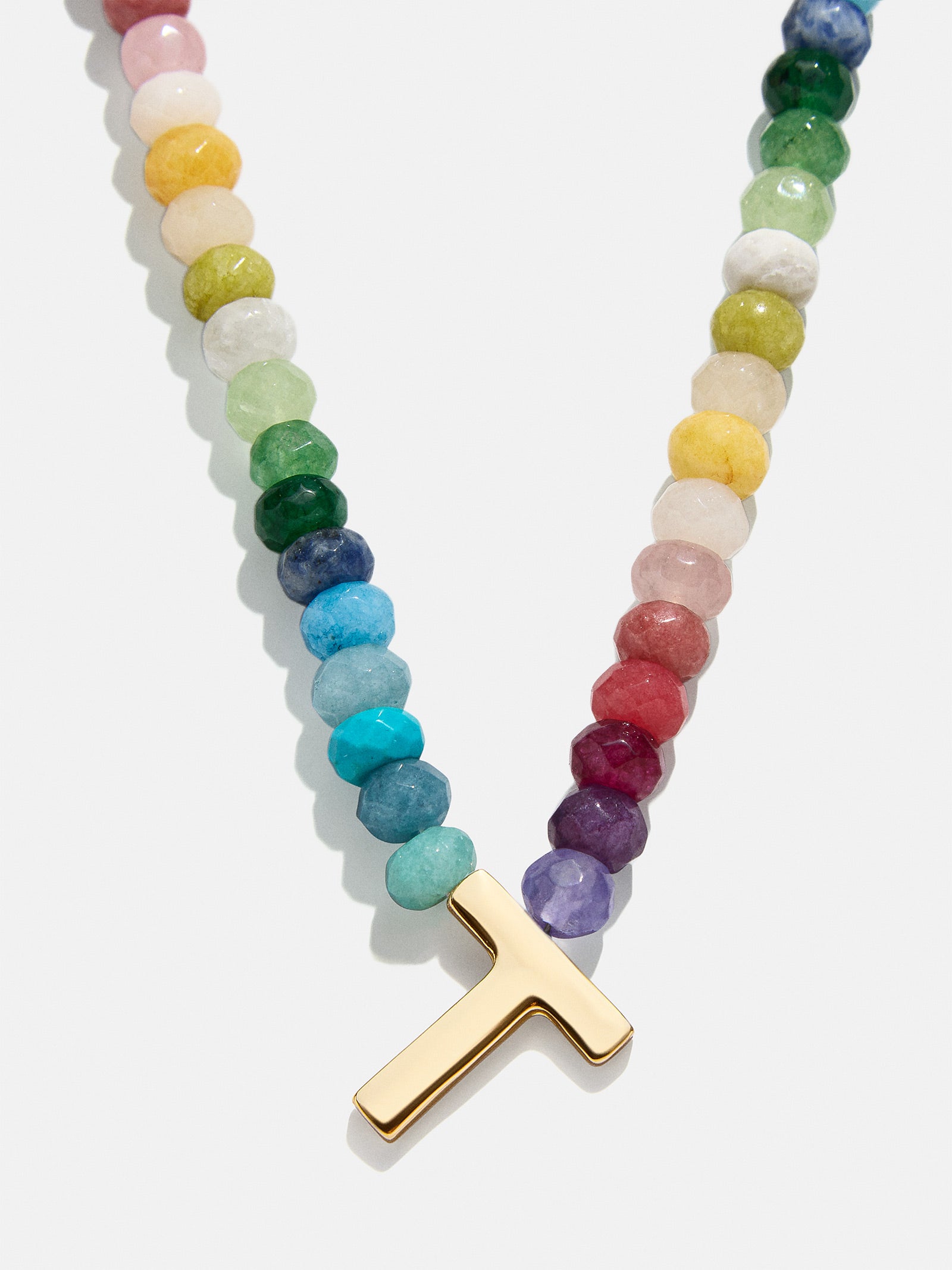 Semi-Precious Block Initial Necklace - Multi - Image 21